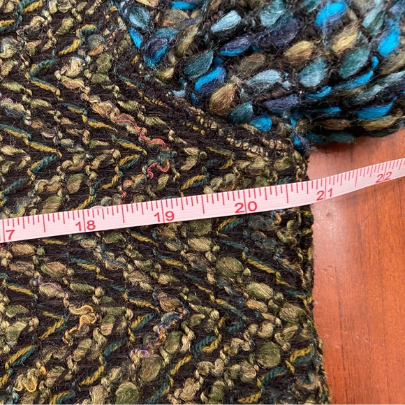 Vintage Chico's Woven Jacket Size 1/ Medium Textured Tweed Blazer Button Front - Picture 7 of 8